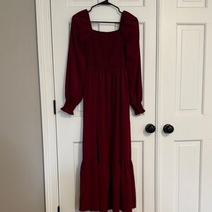 Long Sleeve Burgundy Maxi Dress